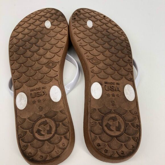 Okabashi Flip Flops Womens 9 White Brown - Picture 6 of 7